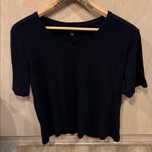 Chico’s 💯 Cotton Tshirt Black “True Colors Tees” V-Neck Top size 3 = XL